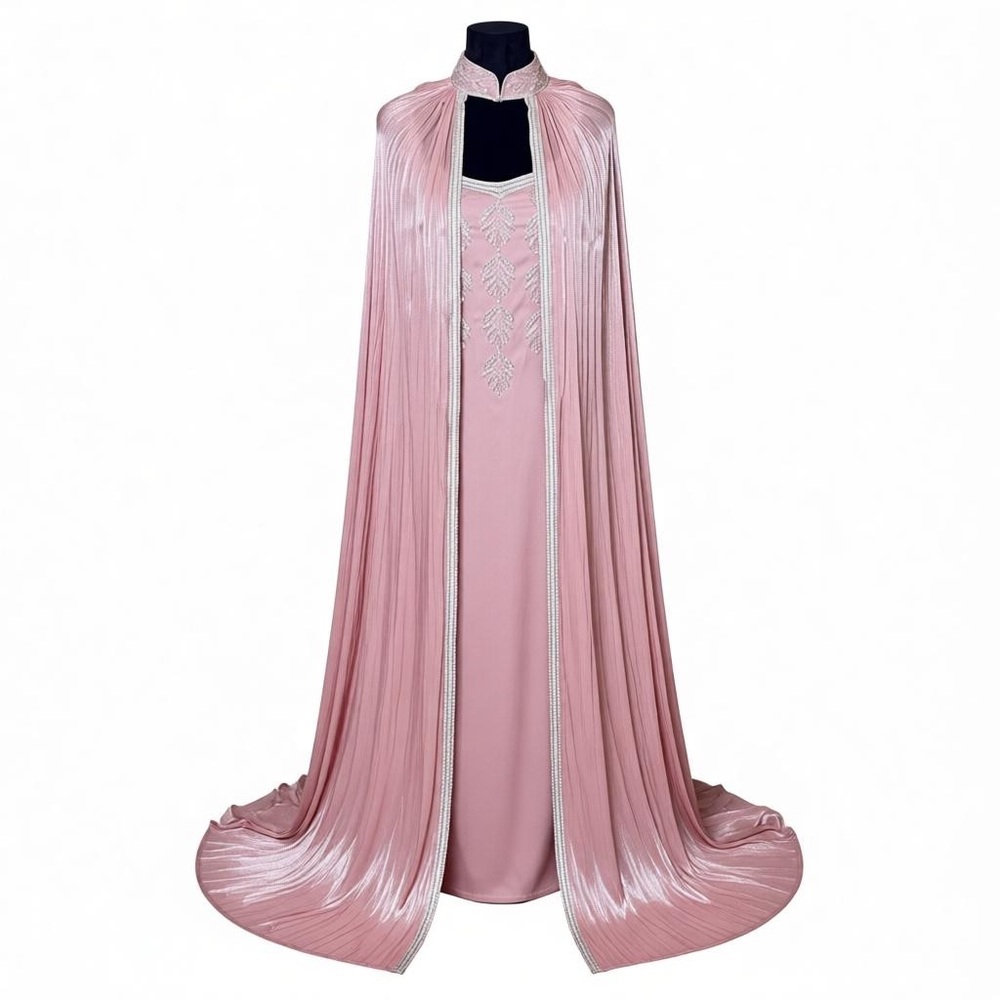 Elegant Pink Cape Dress – Luxury Occasion Wear - Picture 2 of 7